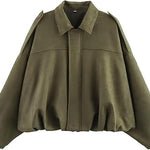 Womens Suede Lapel Pilot Cropped Jacket