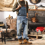 Vintage Loose Cargo Denim Overalls with Detachable Straps