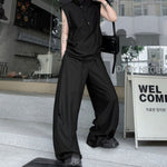Stand-up Collar Button-decorated Vest Casual Trousers Set