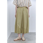 Women's Japanese Lightweight Pleated Hem Cropped Wide-leg Pants
