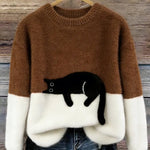 Aileen™ | Elegant Cat Print Oversized Sweater