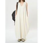 Women's Deep V Neck Asymmetric Curved Balloon Dress