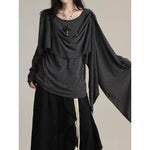 Asymmetrical Ribbon Long Sleeves T-Shirt