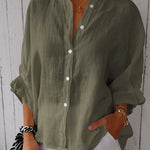 Cotton and Linen Solid Color Casual Shirt