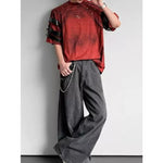Punk Studded Lace Up Deconstructed Short-sleeve T-shirt