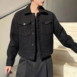 Solid Color Cropped Knit Jacket