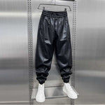 Thickened Velvet PU Leather Warm Harem Pants