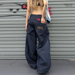 American Retro Inverted Design Embroidered Scimitar Jeans