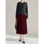 Women's High-waisted Loose Pleated Midi Skirt