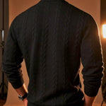 KZZ Men's solid color knitted jacquard turtleneck sweater