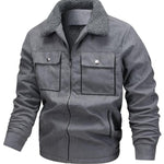 KZZ Men's Solid Pocket Zipper Fleece Jacket
