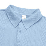 KZZ Men's Textured Long Sleeve Polo Shirt & Drawstring Pants Set