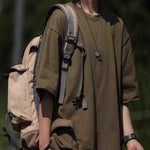 320g Japanese style Solid Color Loose Casual T-shirt