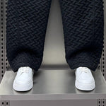 Diamond-patterned Casual Loose Straight Wide-leg Pants