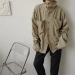 Vintage Turtleneck Big Pocket Loose Shirt