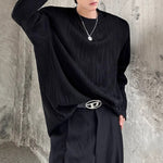 Textured Padded Shoulder Loose T-shirt