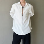Thin Crumpled Striped Zip Cardigan