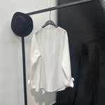 Asymmetric Neckline Tie-Detail Long-Sleeve Shirt