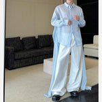 Long Ribbon Layered Loose Shirt