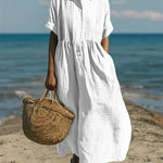 Harper Sutton | Pintuck Linen Maxi Shirt Dress For Women