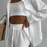 Minimalist Collared Two Piece Shorts Set