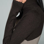 Asymmetric Patchwork Long Sleeve Mock Neck Knit Top