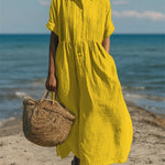 Harper Sutton | Pintuck Linen Maxi Shirt Dress For Women