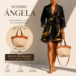 Angela | Gold marble dress with crochet lace