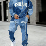 KZZ Men's Fall Winter Hooded Sweatshirt & Pants Set