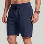 KZZ Men's Solid-Color Athletic Shorts with Zipper Pockets