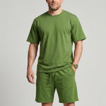 KZZ Solid-Color Crew-Neck T-Shirt and Shorts
