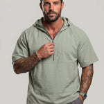 KZZ Trendy Half-Zip Short-Sleeve Top