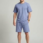KZZ Solid-Color Crew-Neck T-Shirt and Shorts