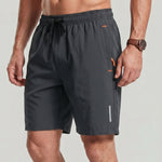 KZZ Men's Solid-Color Athletic Shorts with Zipper Pockets