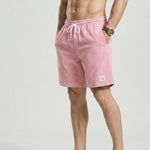 KZZ Men's Solid Patched Drawstring Waist Shorts