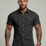 KZZ Durable Short Sleeve Workwear Button Down Shirt