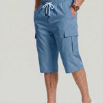 KZZ Men's Solid-Color Cargo Shorts with Flap Pockets