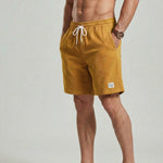 KZZ Men's Solid Patched Drawstring Waist Shorts
