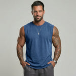 KZZ Men's Washed Sleeveless Fitted Casual Plain Vest