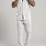 KZZ Color-block Waffle-knit Short-sleeve Top & Pants Set
