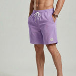 KZZ Men's Solid Patched Drawstring Waist Shorts