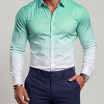 KZZ Men's Loose-Fit Business Button-Down Shirt with Gradient Color