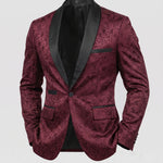 KZZ Men's Slim Fit Printed Suit Jacket