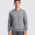 KZZ Men's Textured Check Knit Sweatshirt