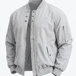 KZZ Men's solid color stand-up collar bomber jacket
