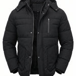 KZZ Men's mid-length hooded down jacket with simple design