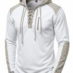 KZZ Men's color-blocked drawstring hooded sweatshirt