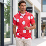 KZZ Men's Polka-Dot Polo Shirt