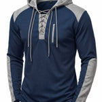 KZZ Men's color-blocked drawstring hooded sweatshirt