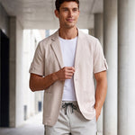KZZ Men's Short-Sleeve Suit Jacket for Summer